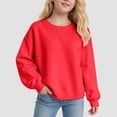 thumbnail image 2 of WUANDIXFA Chandail à Manches Longues en Coton pour Filles, Chandail à Enfiler à Manches Longues, Confortable, Doux, à la Mode et Décontracté, Chandail à Col Rond à Manches Longues pour Filles, Rouge, 3-4 Ans, 2 of 5