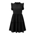 thumbnail image 4 of B91xZ Robe Tunique d'Été pour Femme Décontractée Coupe Ample Robe Évasée Cache-Ventre avec Poches, Noir TG, 4 of 5