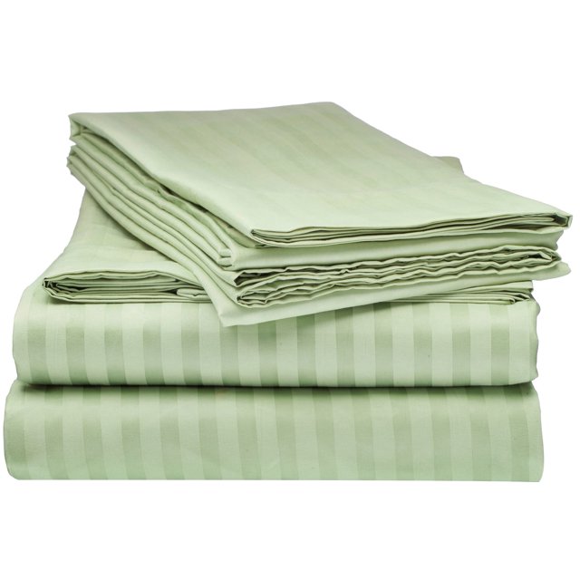 ELAINE KAREN 1800 Series - Soft Brushed Microfiber - Striped KING Bed Sheet Set, Sage