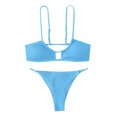 thumbnail image 4 of CEHVOM Women Split Swimsuit Show Waist Solid Color Bikini, 4 of 5
