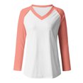 thumbnail image 4 of FAIWAD Women’s Color Block Tunic Top Long Sleeve Patchwork V Neck Plus Size Pullover Top, 4 of 4