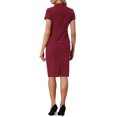 thumbnail image 3 of INSPIRE CHIC Ensemble Tailleur 2 Pcs pour Femme, Veste Blazer à Manches Courtes et Jupe Crayon, 3TG, Rouge Foncé, 3 of 6