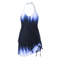 thumbnail image 4 of Meichang Robe de Bain Tankini à Dos Nu pour Femmes 2024 Mode Maillot de Bain à Imprimé Dégradé 2 Pcs Maillot de Bain Modeste Robe de Bain à Liens Latéraux, 4 of 5