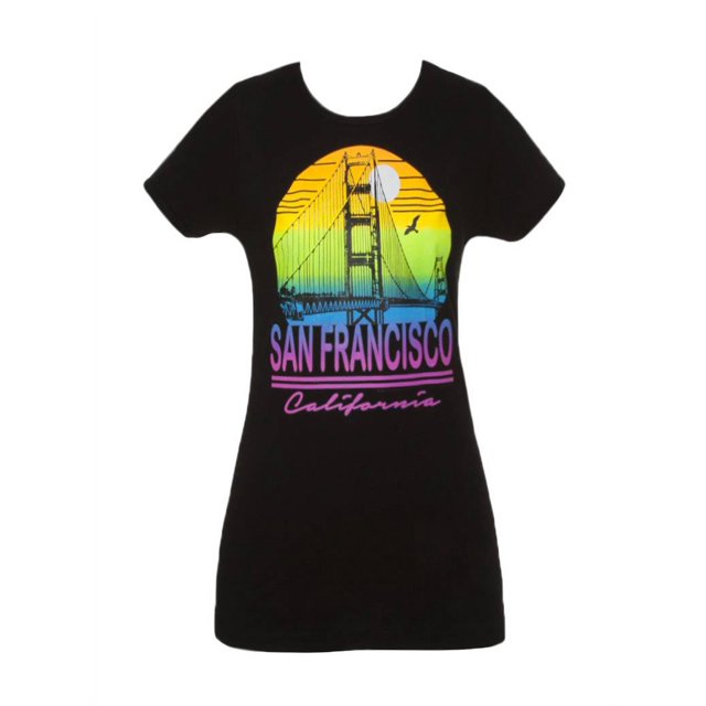 Cali T-Shirt à Manches Courtes pour Femmes Pride - San Francisco Golden Gate - 2X-grand Noir