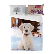 Gouchee Home Tommy Queen Duvet Cover Set – 3‑Piece OEKO‑TEX Certified Cotton Bedding with Winter Puppy Print
