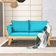 thumbnail image 4 of Costway Causeuse Convertible de Patio Lit de Jour Bois Massif Coussin Épais Réglable Turquoise, 4 of 10