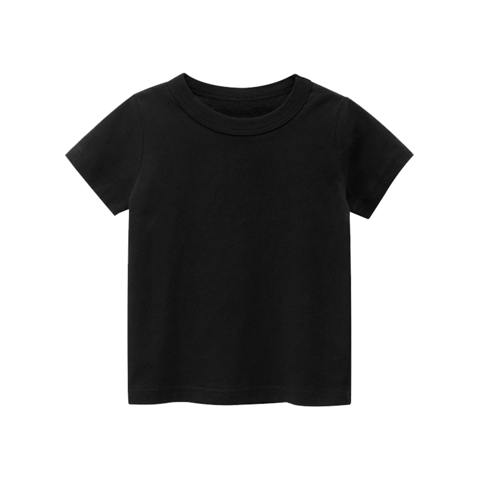 WEIYLL T-Shirts Garçon Manches Courtes Basiques Été Couleur Unie Col Rond Slip Noir Tee Tops pour 1-2 Ans