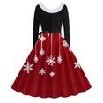 thumbnail image 3 of TIMIFIS Robes de Noël pour Femmes, Robes Maxi pour Femmes Robe Vintage de Vacances Manches Longues Col en V en Fourrure Robe Dos Nu, 3 of 3