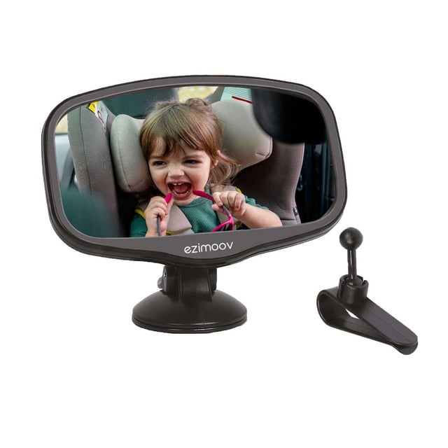 Ezi Mirror Mini Miroir de Voiture compact en Plastique Recyclé avec Ventouse et Supports à Pince, Réfléchissant un Enfant dans un Siège d'Auto, Conçu pour le Suivi du Conducteur des Passagers Arrière Sans Tourner, Améliorant la Sécurité Automobile.