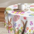 thumbnail image 1 of Nappe Ronde de Pâques - Lapin Floral Oeufs Résistante aux Plis Nappe Réutilisable 60 Pouces Décoration de Table Saisonnière de Printemps pour Fête Intérieur Extérieur, 1 of 6