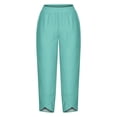 thumbnail image 4 of RXIRUCGD Women's Summer Comfortable Loose Wide Legged Fashion Solid Color Capris, Light Blue, Size: 4XL, 4 of 5