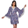 thumbnail image 1 of Moomaya Peignoir Imprimé pour Femmes Robe de Chambre Courte en Coton Peignoir d'Été, 1 of 6