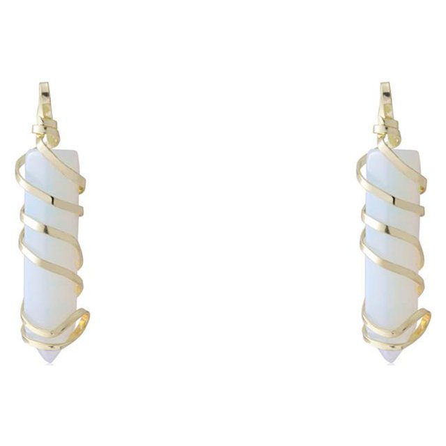 yingyy Wire Wrapped Charm Hanging Pendant Colorful Exquisite Crystal Crafting Necklace Keychains Earrings Accessories White 2Set