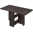 thumbnail image 1 of Drop Leaf Table for Small Spaces, Movable & Foldable Dining Table with 2-Tier Storage Shelf, Extendable Dining Table for 4, Ideal for Kitchen Dining Room Apartment, 1 of 7