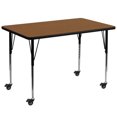 thumbnail image 1 of Mobile 36''W x 72''L Rectangular Oak HP Laminate Activity Table - Standard Height Adjustable Legs, 1 of 3