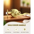 thumbnail image 2 of Poignées de Porte d'Intimité en Or Brossé pour Intérieur, Poignée de Porte Intérieure en Laiton Brossé Robuste avec Serrure, Style Ondulé, Sans Clé, Réversible pour Portes de Chambre et de Salle de Bain, 2 of 8