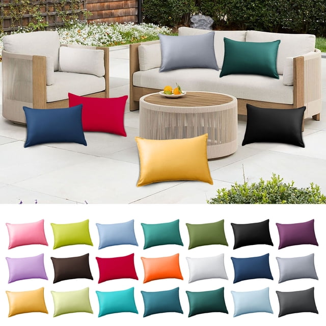 Bowayaoa Waterproof Outdoor Pillow Cover Rectangle 30x50cm, Modern Solid Color Cushion Protector for Patio Furniture, Pool, Garden Chair - Weather Resistant, Easy Clean, Backrest Pillowcase