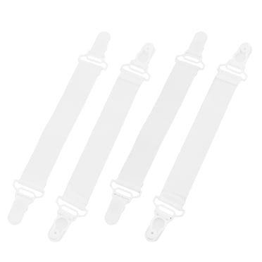 Unique Bargains 4 Pcs White Elastic Grippers Mattress Bed Sheet Straps Holder Belt