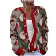 thumbnail image 1 of Wiyuqeen Christmas Tree Cardigans Women Fall Button Down Knit Sweaters Xmas Tree Print Long Sleeve Jackets Plus Size Holiday Coats, 1 of 2