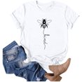 thumbnail image 5 of JIRNDf Hauts d'Été pour Femmes T-Shirts Tendance Imprimé Floral Col Rond Manches Courtes Décontracté Confortable Élégant Mignon Graphique Tees pour Femmes Chemises Blanc L, 5 of 5