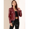 thumbnail image 4 of INSPIRE CHIC Veste en Cuir PU pour Femme à Fermeture Éclair devant, Col à Revers, Rouge G, 4 of 7