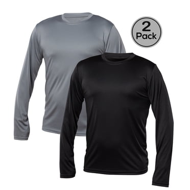 Blank Activewear Pack of 2 Men's Long Sleeve T-Shirt, Quick Dry Performance fabric