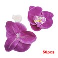 thumbnail image 4 of Redempat 50x Artificial Orchid Heads For Decorating Any Space Easy To Clean Faux Silk Flower Heads purple red 1Set, 4 of 6