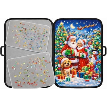 Tradeopia Boîte de Rangement Portable pour Puzzle Noir, jusqu'à 1000 Pièces, avec Plateaux de Tri et Plateau Détachable
