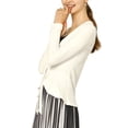 thumbnail image 4 of Allegra K Women's Dressy Cardigan Sweaters Tie Front Draped Ruffle Knit Cardigans XS White, 4 of 8