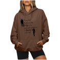 thumbnail image 2 of IROINID Rabais Hauts à Manches Longues pour Femmes Col Rond à Capuche Détente Imprimé Chandail Blouse Chandail en Molleton Hauts Chemises Hauts, Brun, 2 of 6