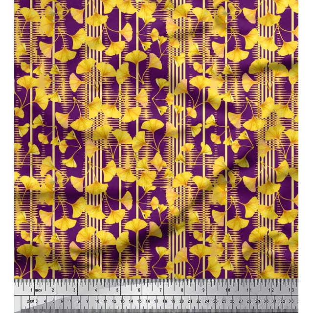Soimoi Tissu Viscose Georgette Rayé & Imprimé Floral au Mètre 42 Pouces de Large