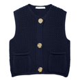 thumbnail image 4 of GPOECD Gilet Mode pour Femme en Crochet à Lacets avec Design Ajouré Bleu Marine,G, 4 of 5