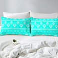 thumbnail image 4 of Erosebridal Bohemian Aztec Bed Sheets Queen, Tribal Geometric Pattern Bedding Queen Size, Cyan Blue 4 Pieces, 4 of 7