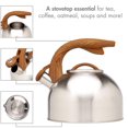 thumbnail image 3 of Primula Stainless Steel Whistling Kettle with Wood-Look Soft Touch Handles, Built-In Trigger Spout, Easy to Clean, 2.5 Quart, 3 of 7