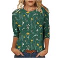 thumbnail image 1 of Pompotops T-shirt Ample Imprimé Mode Femme Manches 3/4 Blouse Col Rond Hauts Décontractés Liquidation, 1 of 5
