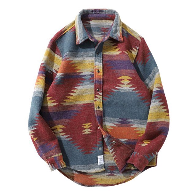 Qertyioot Men's Fashion Outdoor Spring And Outdoor Ethnic Geometric Print Jacket