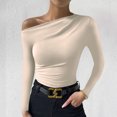 thumbnail image 4 of Yuyuzo Going out Tops for Women Fall Cold Shoulder Long Sleeve Slim Fitted Solid Color Tee Shirts, 4 of 5