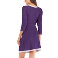 thumbnail image 4 of Timegard Robe for Women Color Block Belted Waist V Neck Mini Bathrobe Long Sleeve Soft Comfy Sleepwear with Pockets, 4 of 4