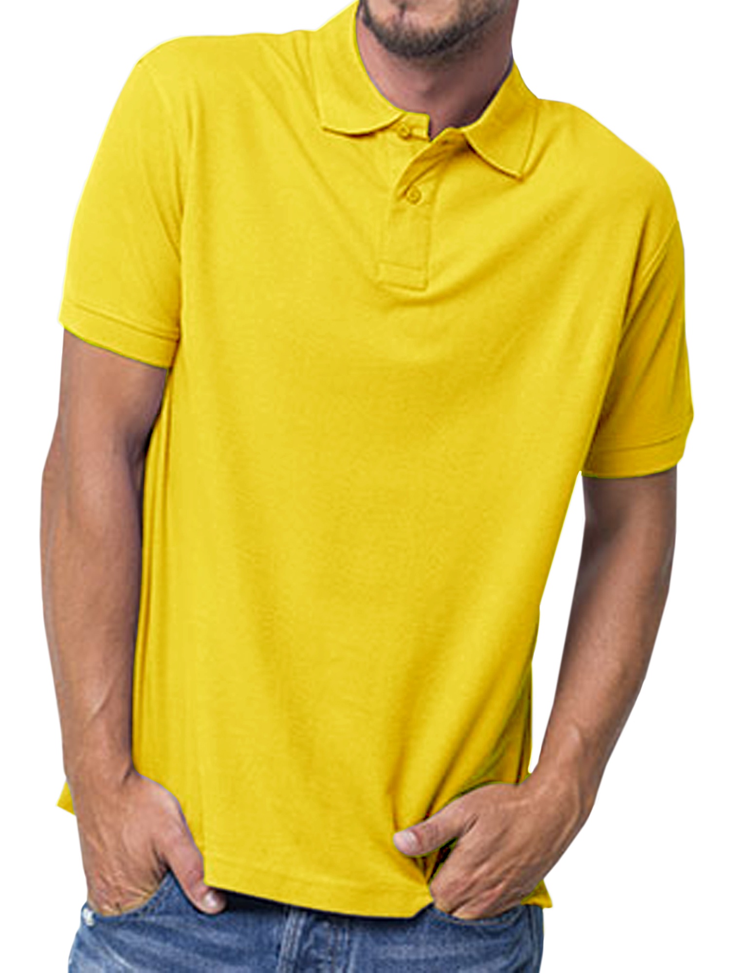 Basico (Yellow) Polo Collared Shirts For Women 100% Cotton Short Sleeve Golf Polo Shirts For Men