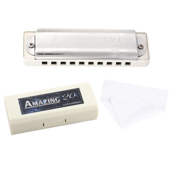 KONGSHENG AM-20D Phosphore Bronze Anche 10 Trous 20 Tons Bleus Harmonica dans la Touche de Si Bémol Blanc