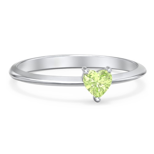 Bague Pierre de Naissance en Forme de Cœur - Péridot (Août)