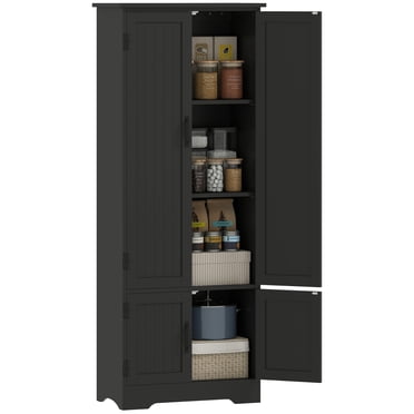 HOMCOM 60" Kitchen Pantry, Kitchen Storage Cabinet with Shelves, Black