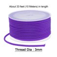 thumbnail image 2 of Unique Bargains Nylon Beading Thread Cord 3mm Extra Strong Braided Nylon String for Necklace Crafting 10M/33 Feet, Purple, 2 of 5