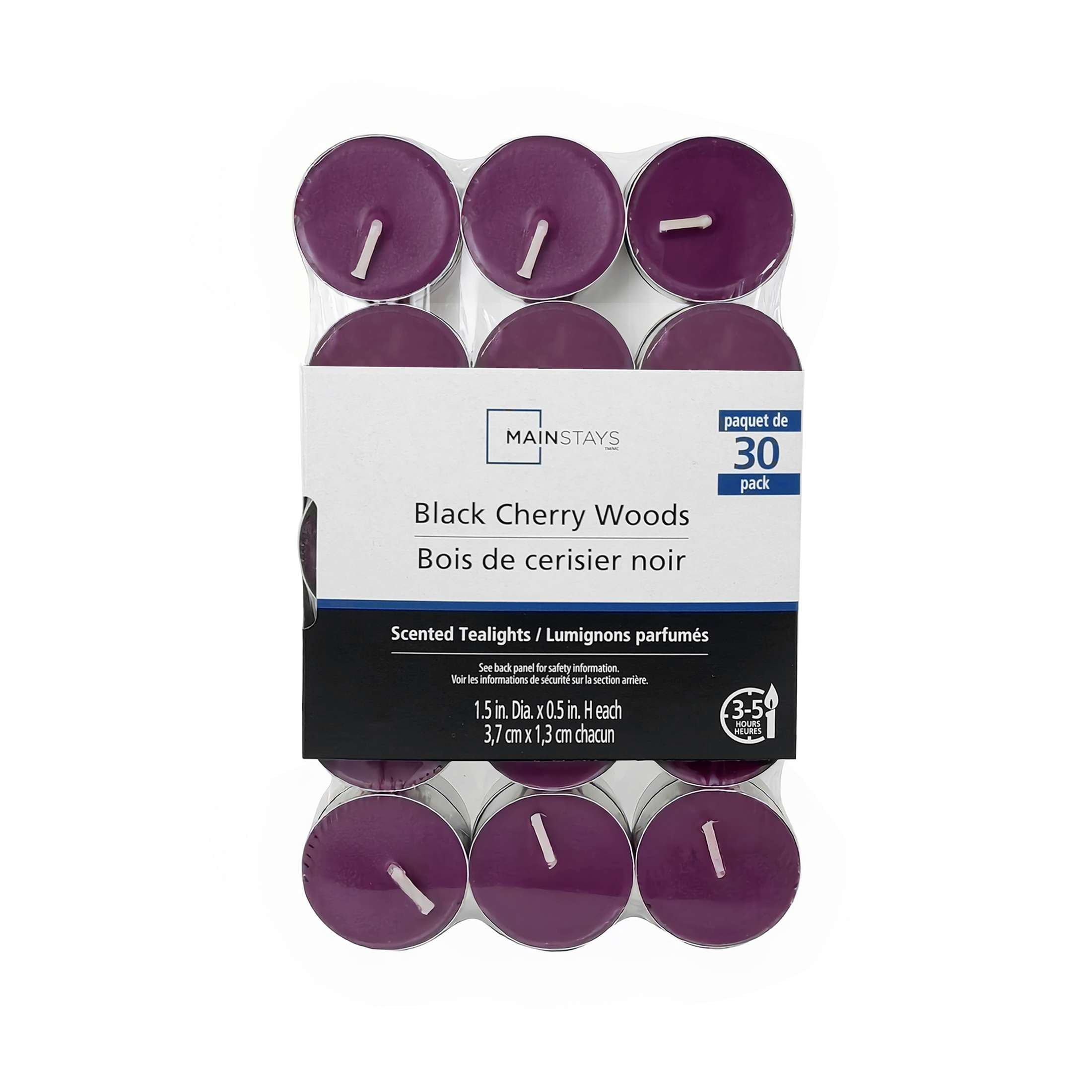 Mainstays Black Cherry Woods Scent Dark Red Tealight Candle,30 Count