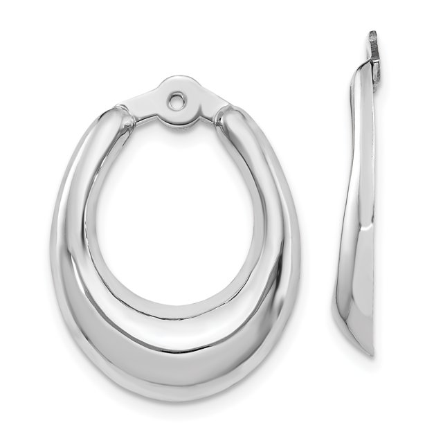 Boucles d'Oreilles en Or Blanc 14k Poli H709J