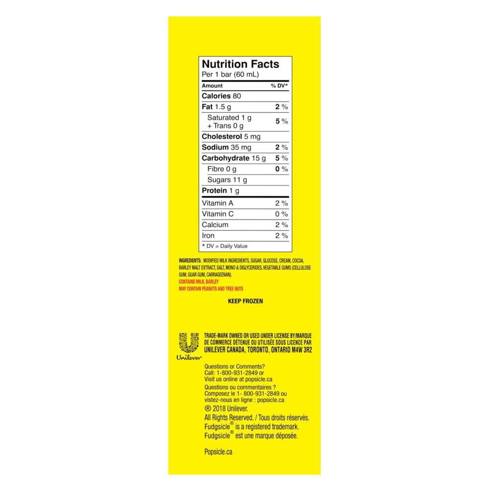 Popsicle Fudgsicle Barres de Dessert Glacé Laitier 12 x 60 ml