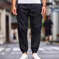 thumbnail image 2 of Dagugfen Mens Cargo Pants Fall Winter High Waist Drawstring Fitting Outdoor Camping Hiking Pants Pockets, 2 of 8
