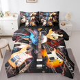 thumbnail image 1 of Ensemble de Literie Guitare Tout-en-un Grand Lit 7 Pcs, Ensemble de Literie Vintage Instruments de Musique Moderne Hip-Hop Notes de Musique Ensemble de Draps avec Couette, Ensemble de Lit Hippie Rock, 1 of 5