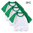 thumbnail image 2 of Besolor Lot de 3 T-Shirts Raglan d'Été pour Enfants Filles Garçons à Blocs de Couleur Col Ras du Cou Manches Courtes Décontractés Basiques Hauts Tees, 2 of 5
