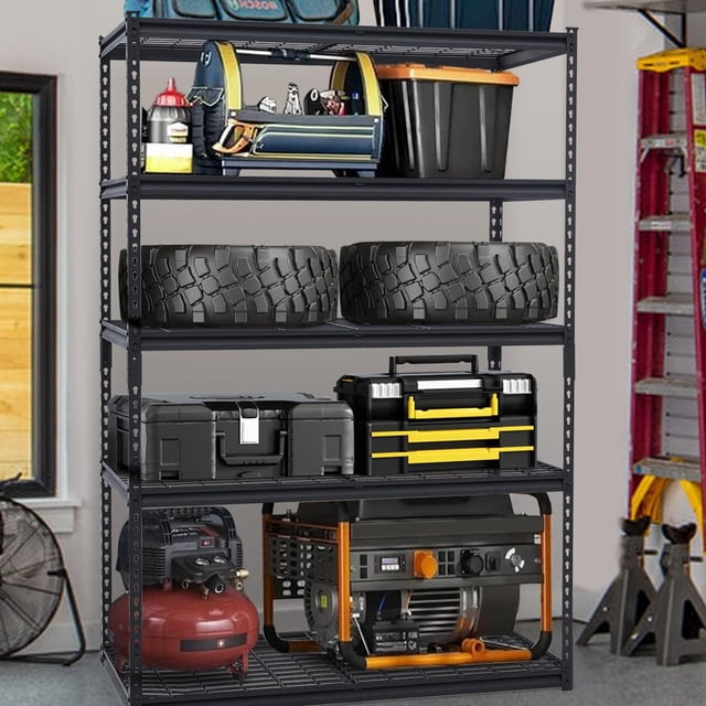 QinaQin Industrial 5-Tier Wire Shelf, Adjustable Metal Storage Rack with 2500 lbs Capacity